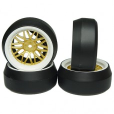 Spec D LS Wheel Offset +6 White Gold w/Tire 4pcs For 1/10 Drift # WL-0088 